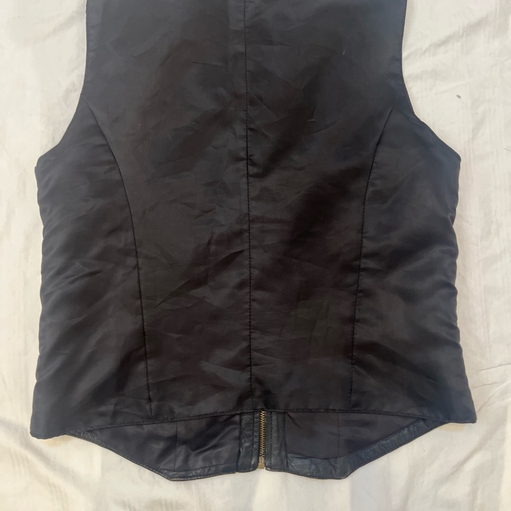 Black Faux Leather Zip-Front Vest Moto Biker Punk Evening - Picture 4 of 11